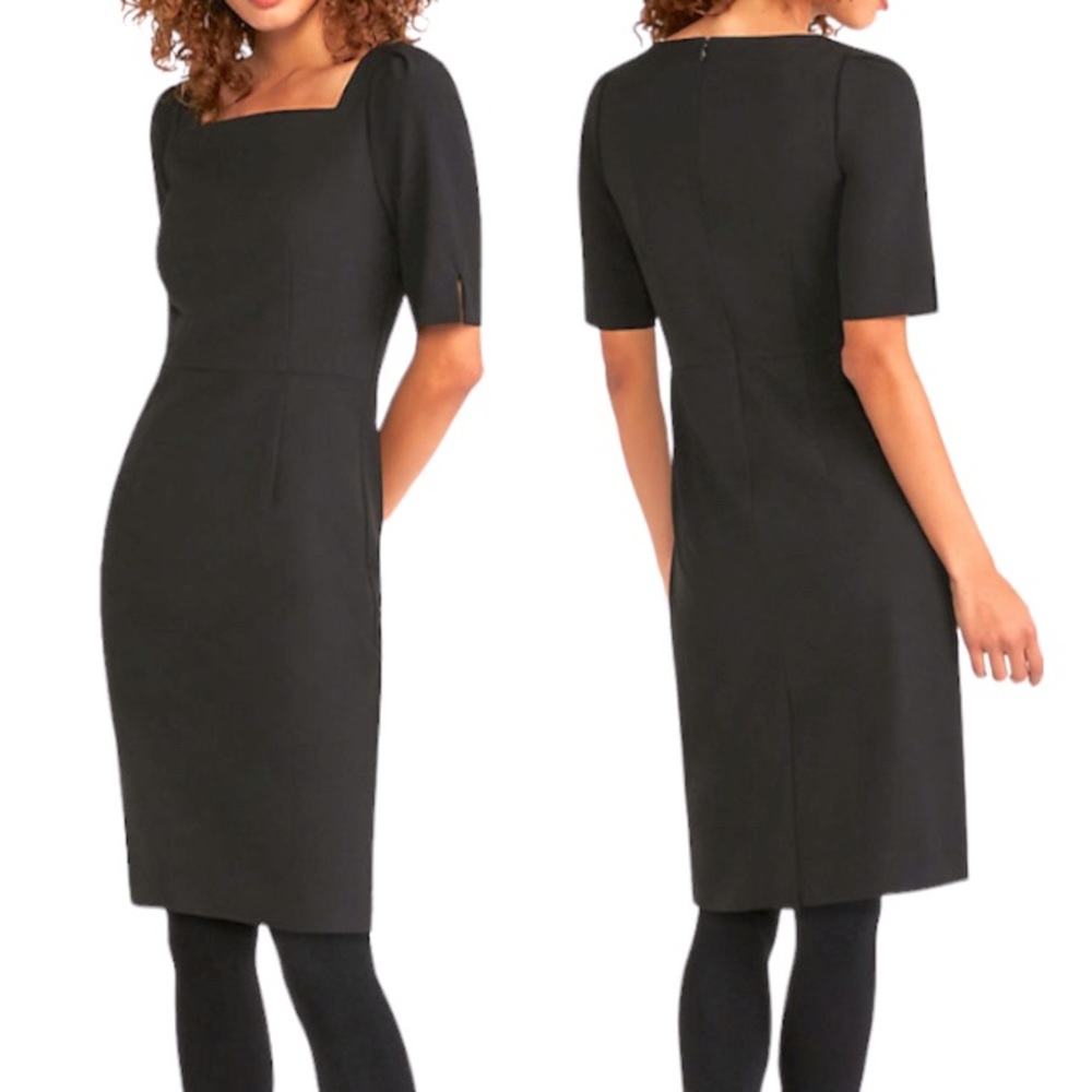 ANN TAYLOR The Square Neck Black Sheath Dress In
Seasonless Stretch NWT